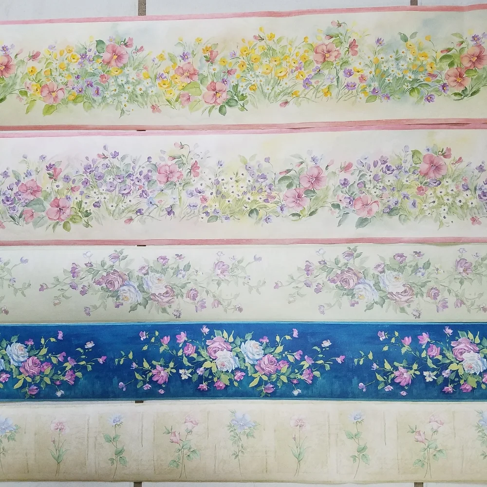 Wallpaper Border Pastel Pansy Violet Trail